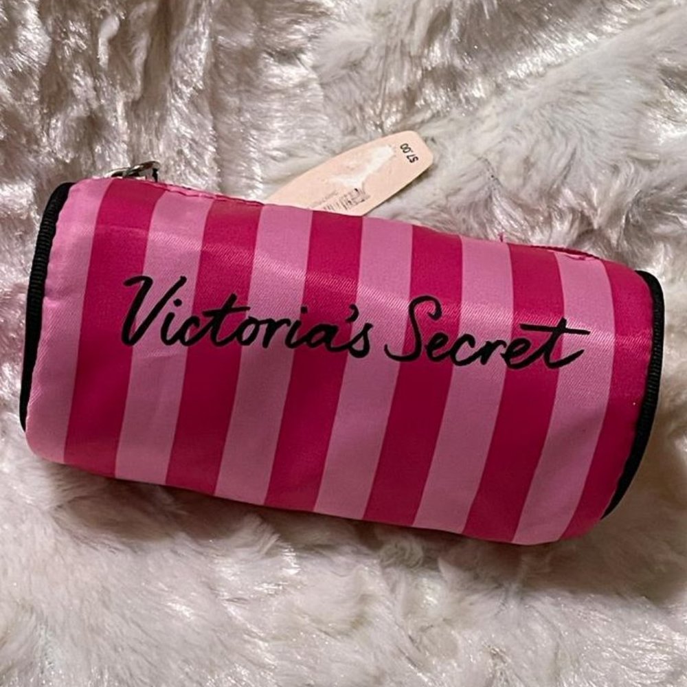 NWT Victoria Secret Stripped Cylinder Makeup Purse